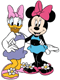 Minnie, Daisy in bathing suits