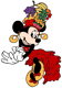 Minnie Mouse wearing an exotic fruit hat