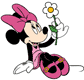 Minnie Mouse holding a daisy