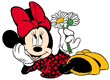 Minnie Mouse relaxing, holding flowers