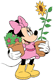 Minnie Mouse carrying flowers in pots
