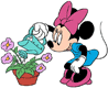 Minnie Mouse watering flowers