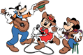 Mickey, Minnie, Goofy singing country