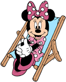 Minnie Mouse sitting on a beach chair