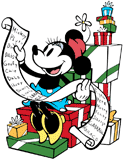 Minnie Mouse looking over her Christmas list