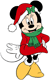 Minnie Mouse wearing santa hat with scarf