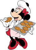 Minnie Mouse eating a freshly baked cookie