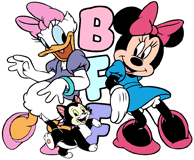 Minnie Mouse and Daisy Duck with Figaro and BFF sign