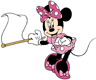 Minnie Mouse holding a racing flag