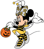 Minnie Mouse trick-or-treating in a bee costume