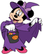 Minnie Mouse trick-or-treating as a witch