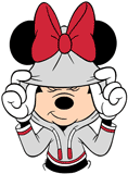Minnie Mouse hiding her face under her hoodie
