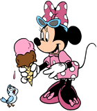 Minnie Mouse holding a dripping ice cream cone