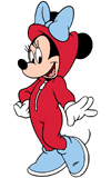 Minnie Mouse wearing a onesie