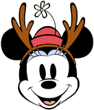 Classic Minnie Mouse head with reindeer hat