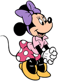 Minnie Mouse wearing a purple dress