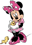 Minnie Mouse holding a spring chick