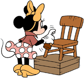 Minnie Mouse staining a chair