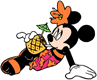 Minnie Mouse drinking from a pineapple