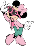 Minnie Mouse wearing pink heart-shaped sunglasses