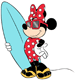 Minnie Mouse with her surfboard