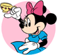 Minnie Mouse holding up a cup of tea