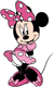 Minnie Mouse in pink, standing with her arms behind her back