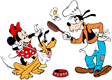 Minnie, Pluto, Goofy breakfast