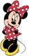 Minnie in red with hands behind back