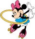 Minnie Mouse rollerskating with a hula hoop