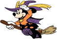 Minnie Mouse as witch on broom