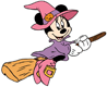Minnie Mouse as a witch on a broom