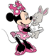Minnie holding a bunny rabbit