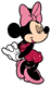 Minnie Mouse wearing a sparkly red dress