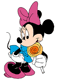 Minnie Mouse biting into a lollipop
