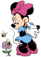 Minnie Mouse watching bees buzzing around a flower