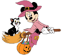 Minnie Mouse as witch on broom