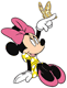Minnie Mouse in yellow, with a butterfly on her finger