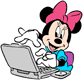 Minnie Mouse at her laptop