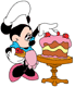 Minnie Mouse making a cake