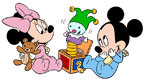 Baby Mickey, Minnie, jack-in-the-box