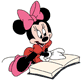Minnie Mouse reading a book
