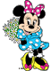 Minnie holding a bouquet of flowers