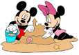 Mickey, Minnie sandcastle