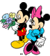 Mickey offering Minnie flowers