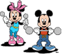 Mickey, Minnie lifting weights
