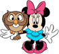 Minnie Mouse with an owl on her arm