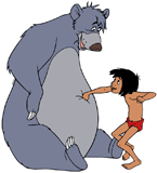 Mowgli playfully punching Baloo