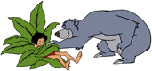 Baloo tucking Mowgli in