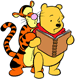 Pooh, Tigger reading book